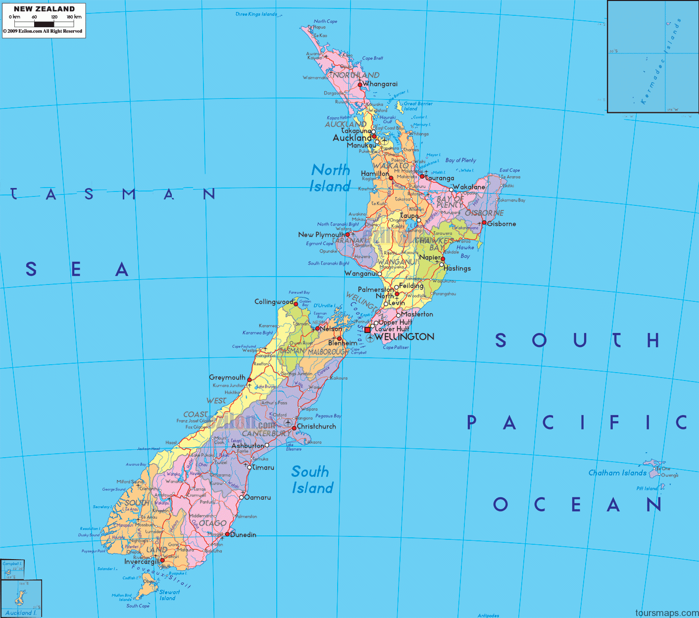 Map of New Zealand