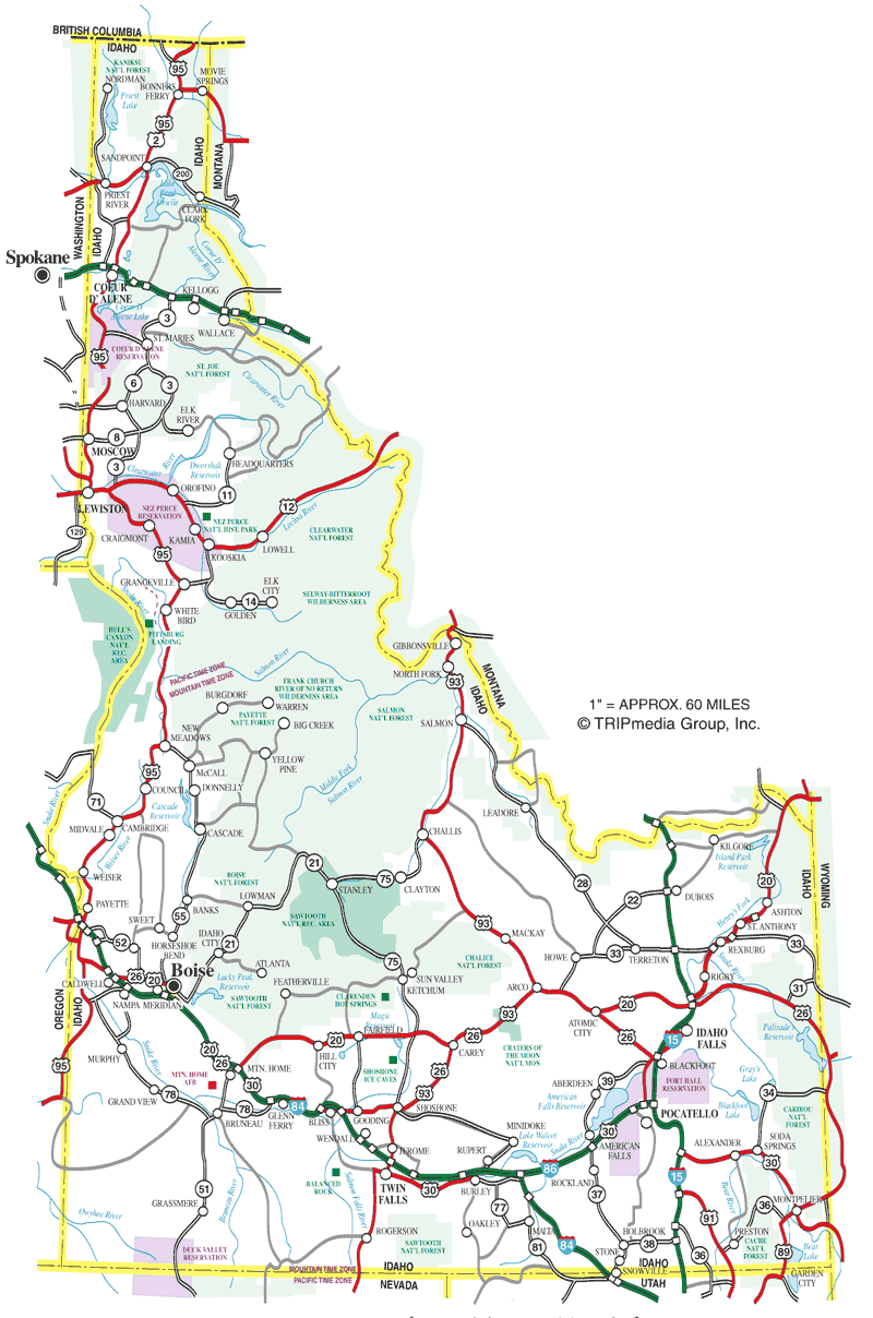 Large Detailed Roads And Highways Map Of Idaho State With National