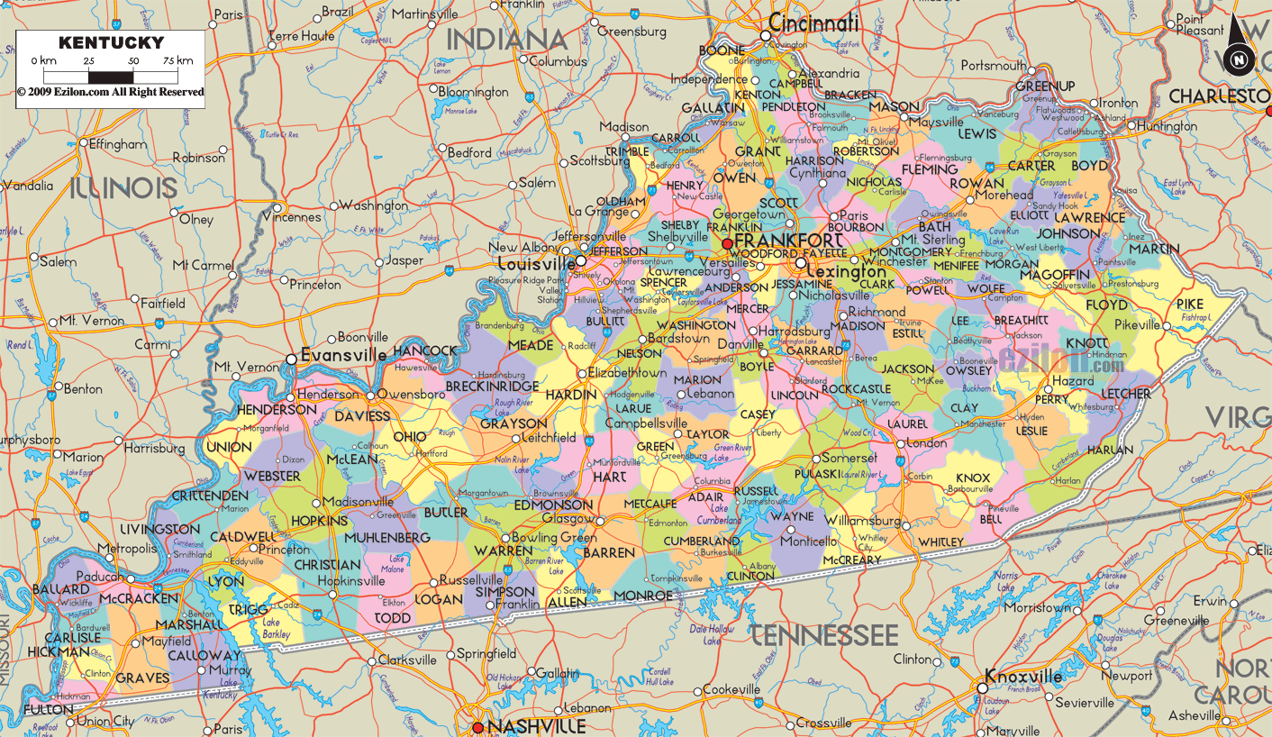 map of kentucky  0 Map of Kentucky