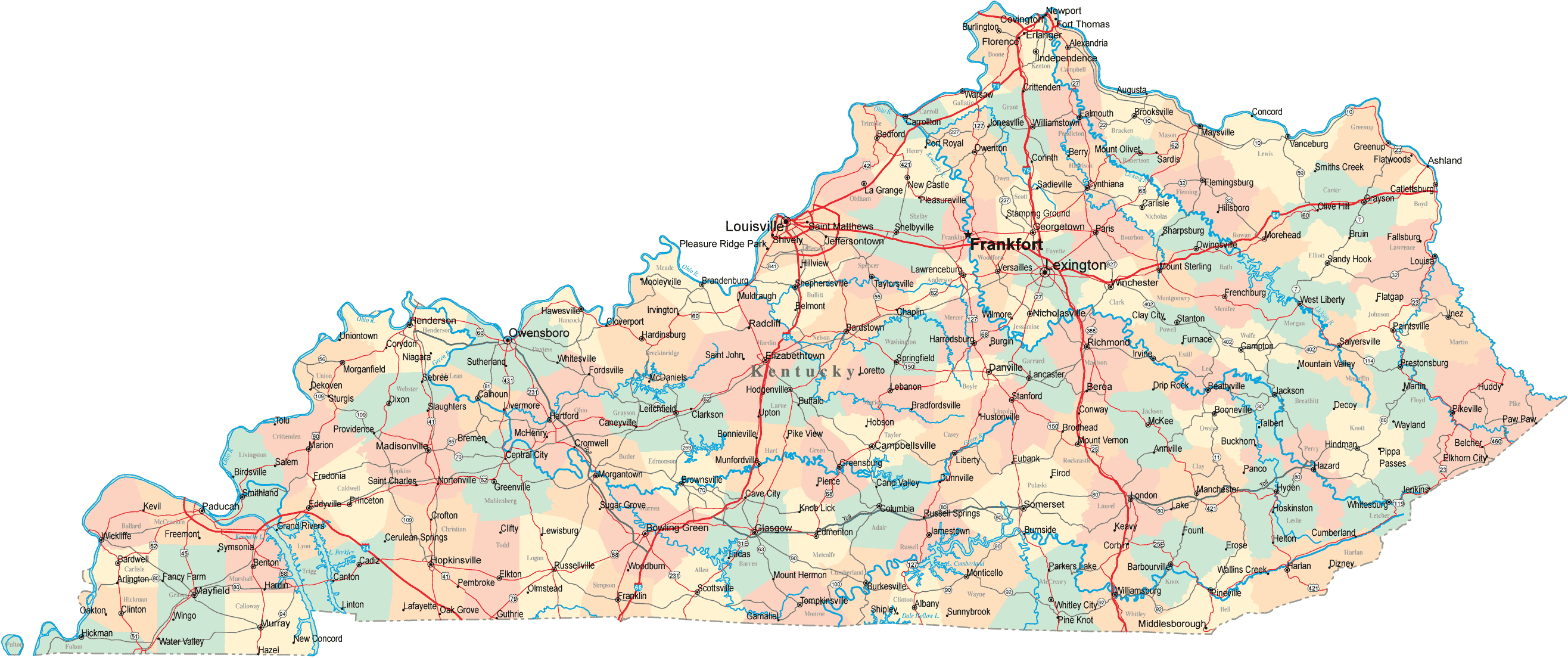map of kentucky  2 Map of Kentucky