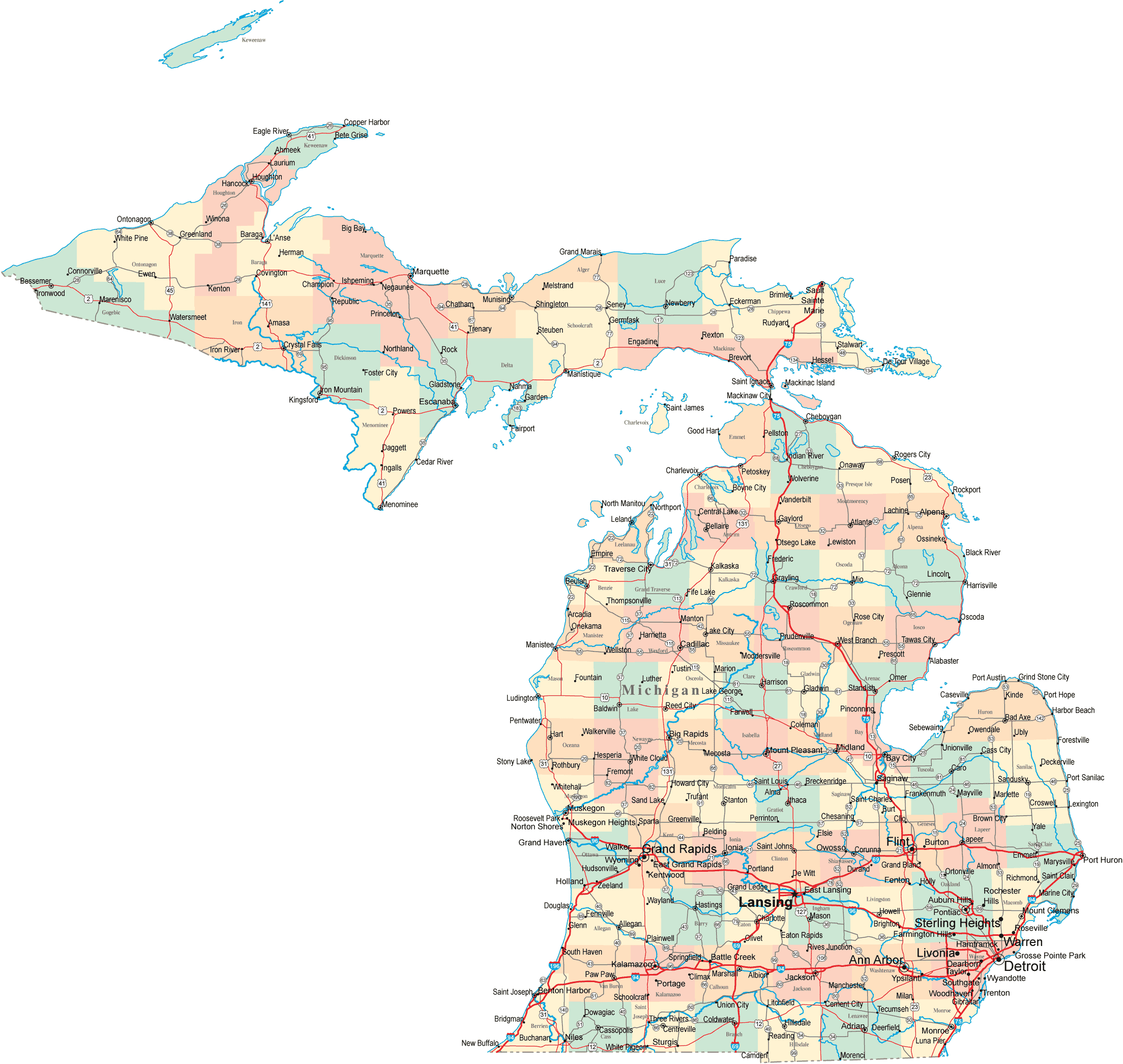 map of michigan 2 Map of Michigan
