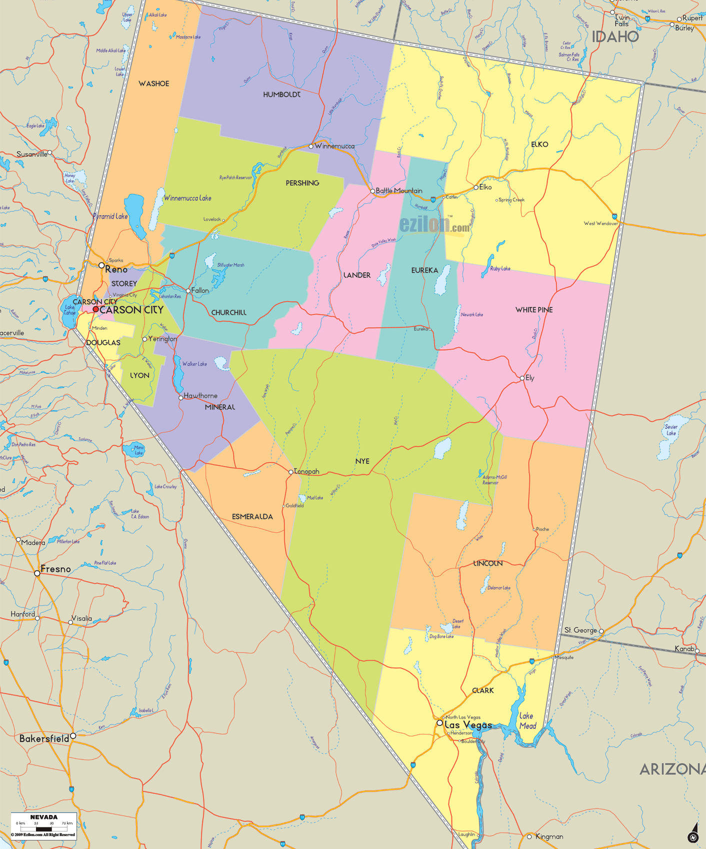 Map of Nevada - Toursmaps.com