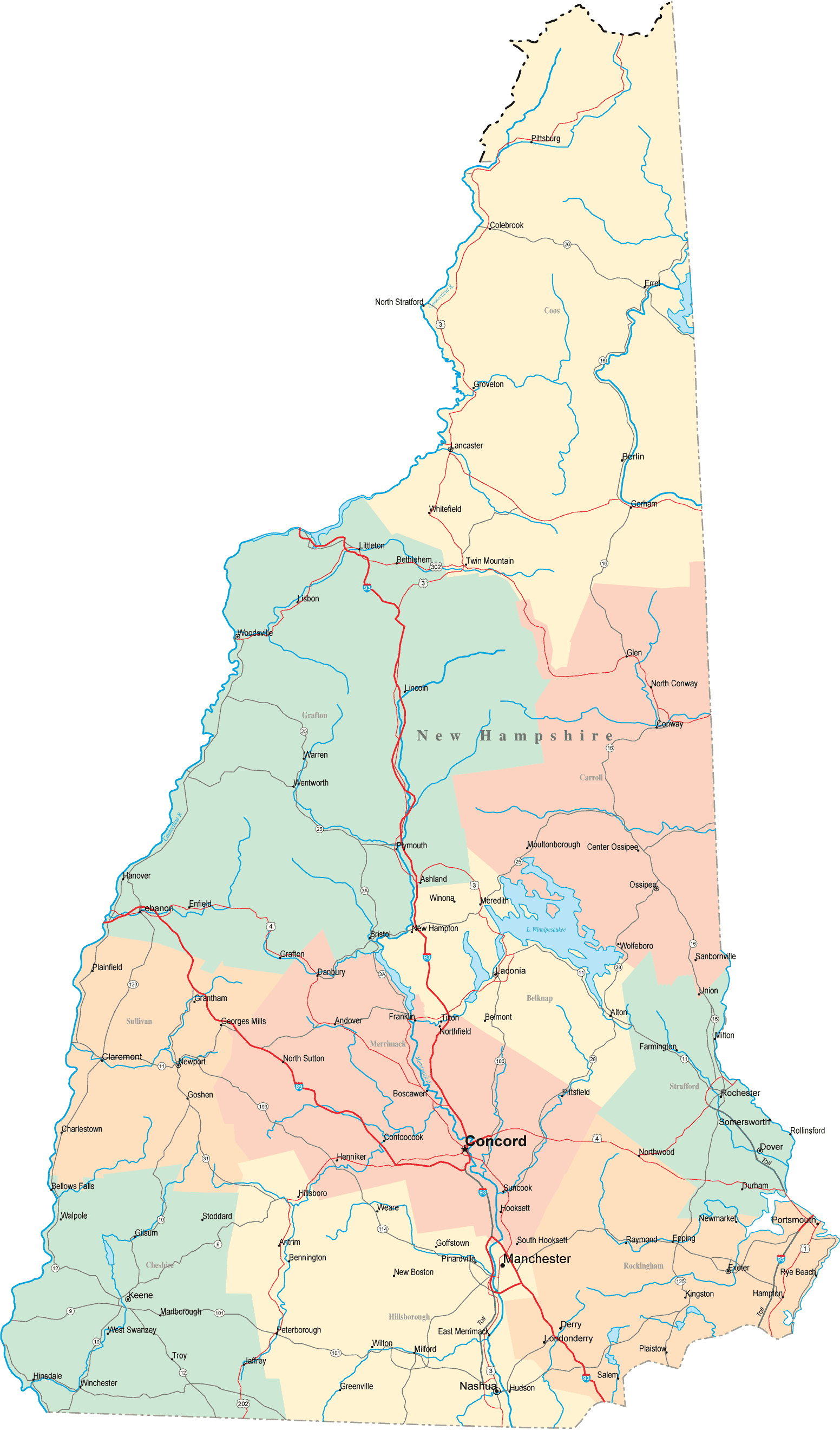 map of new hampshire 1 Map of New Hampshire