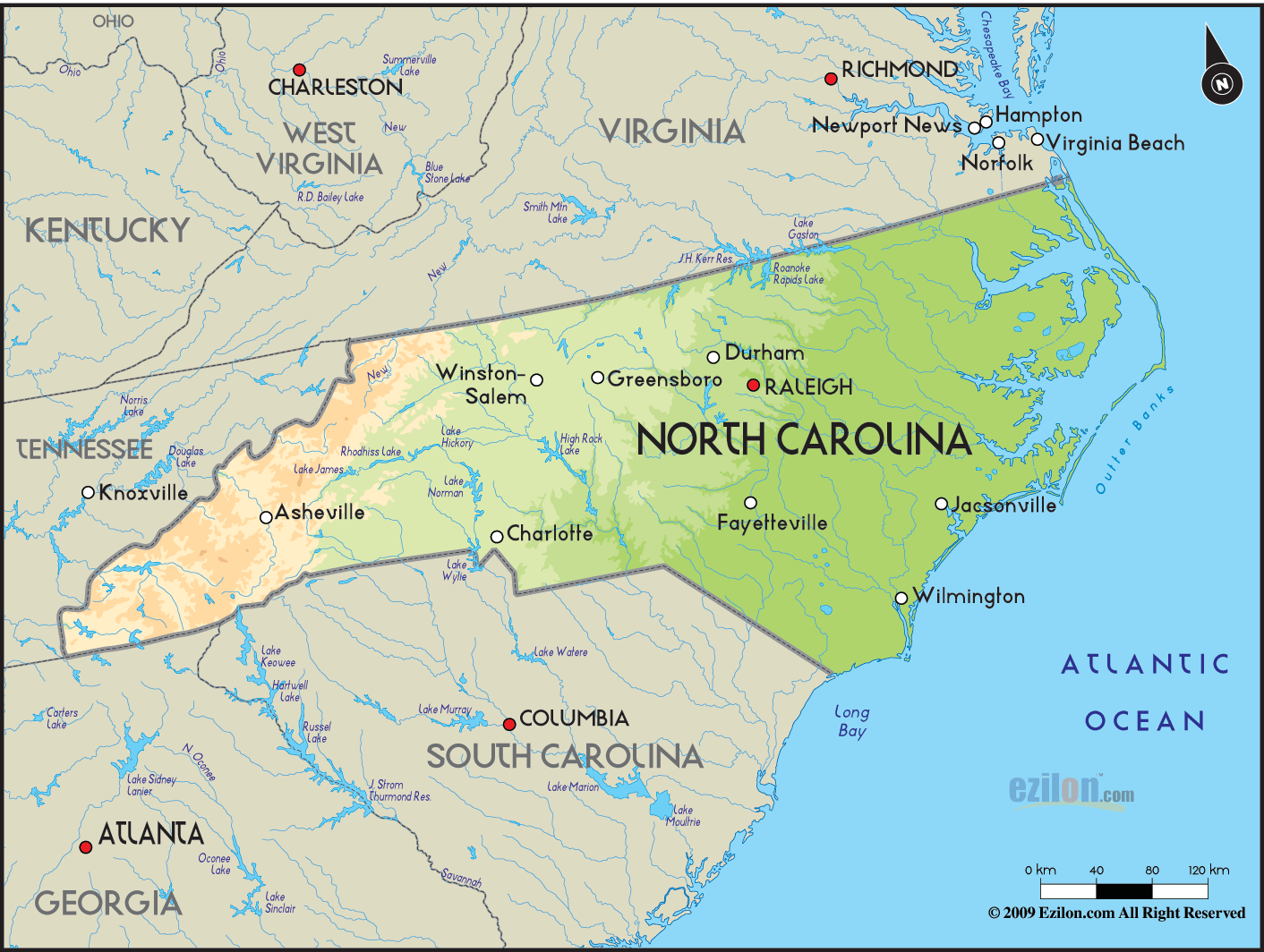 map of north carolina 0 Map of North Carolina