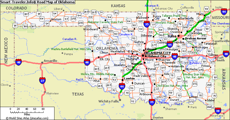 Map of Oklahoma ToursMaps com