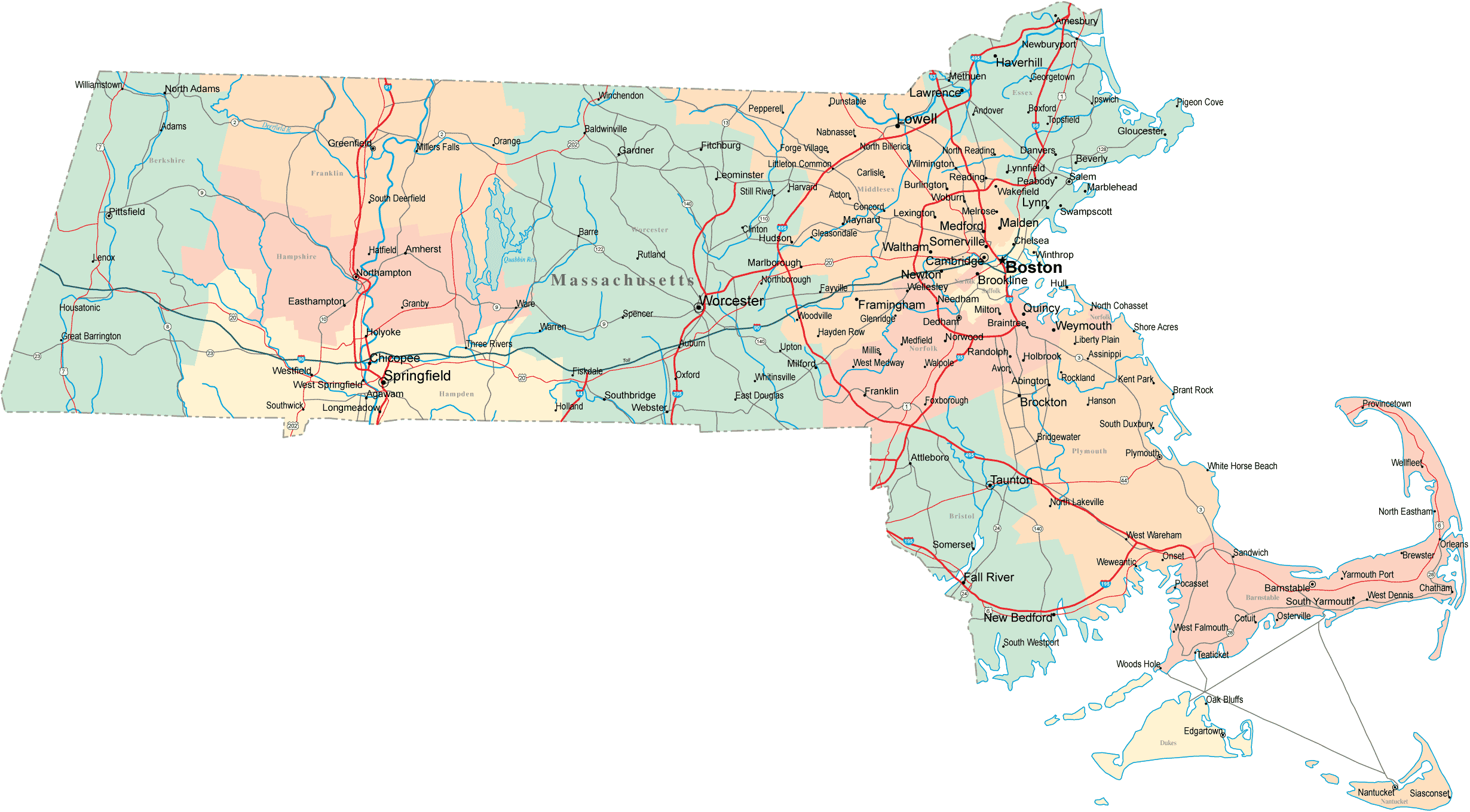 massachusetts map 0 Massachusetts Map