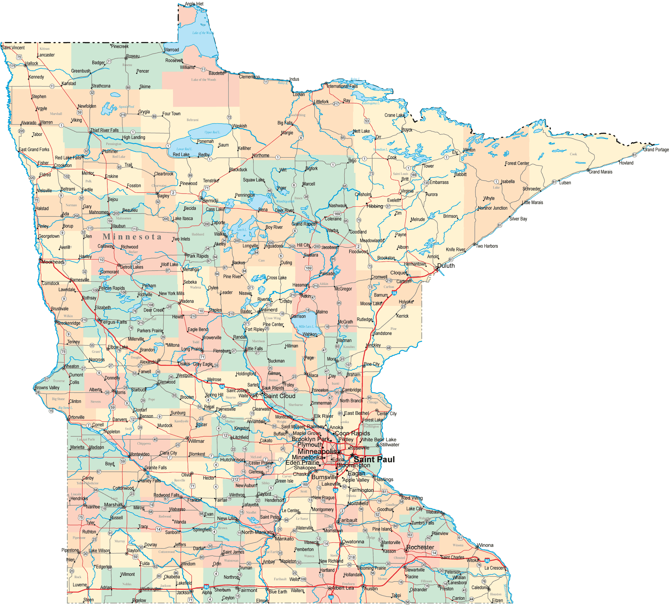 Minnesota Map - ToursMaps.com