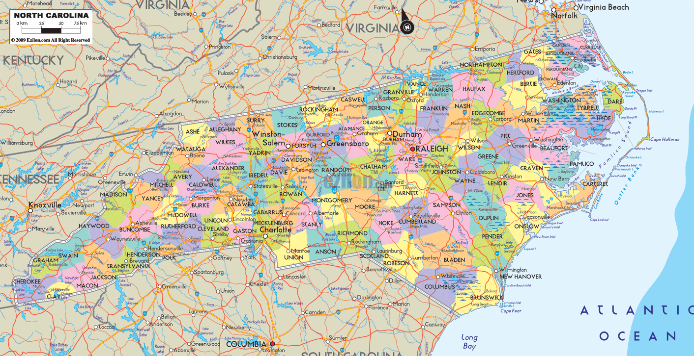 north carolina map 3 North Carolina Map