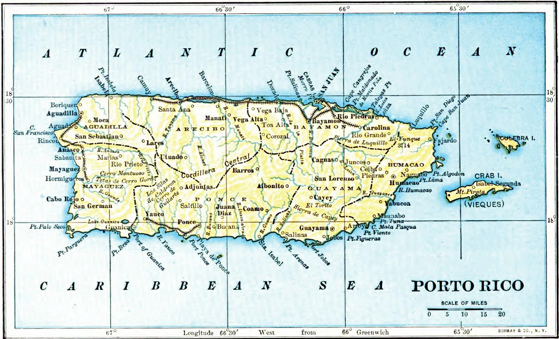 Puerto Rico Printable Map