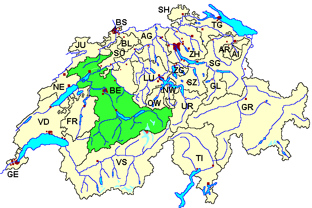 map of berne switzerland 9 Map of Berne Switzerland