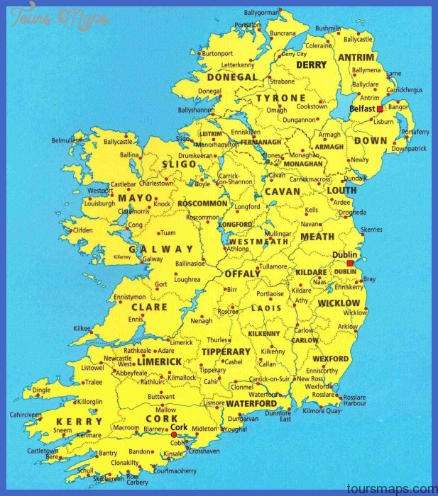 Map of Ireland - ToursMaps.com