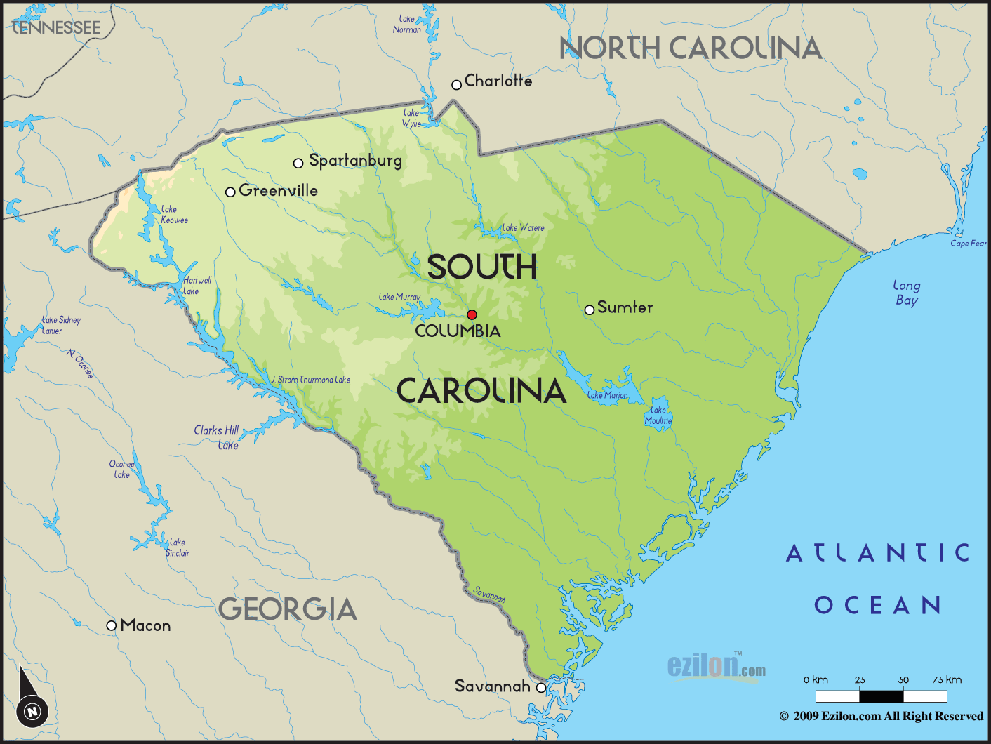 map of south carolina 1 Map of South Carolina