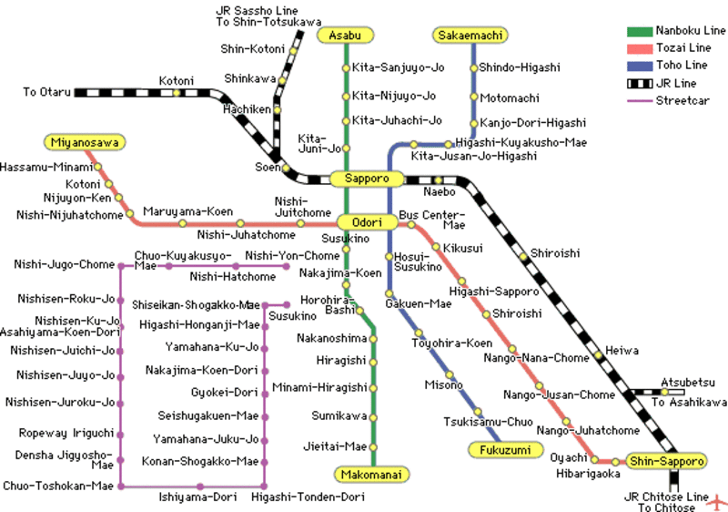 800 mapa metro sapporo Sapporo Subway Map