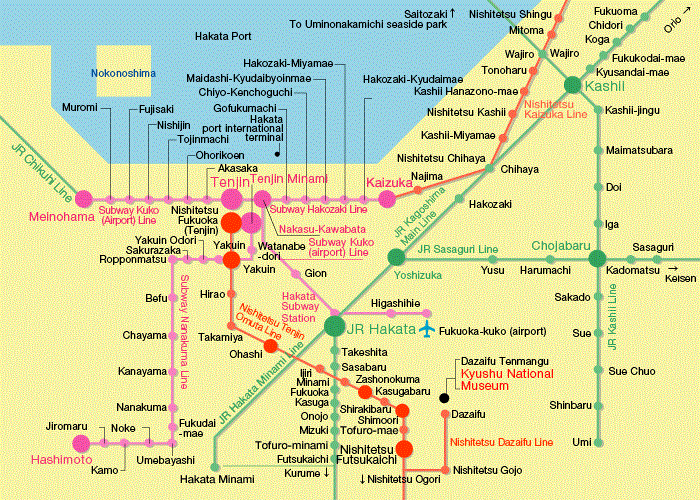 access info map en Fukuoka Subway Map