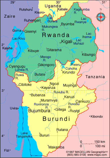 africarwandaburundi Rwanda Map