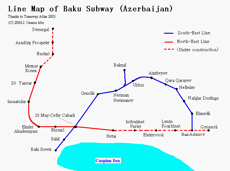 bakusumqayit subway map 13 Baku Sumqayit Subway Map