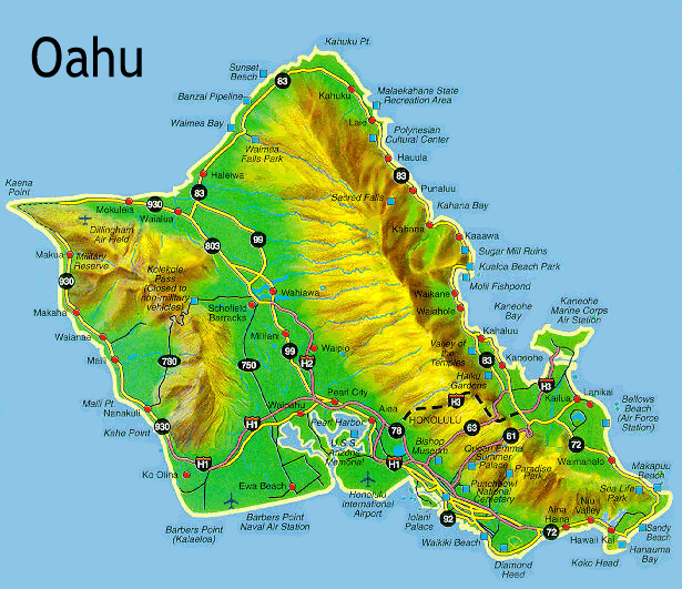 big oahu map Urban Honolulu Map