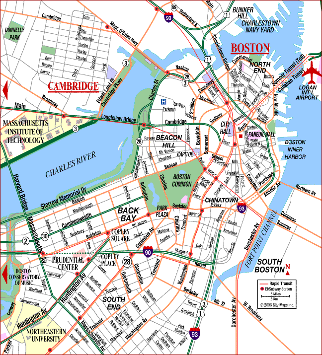 boston overall Boston Map Tourist Attractions