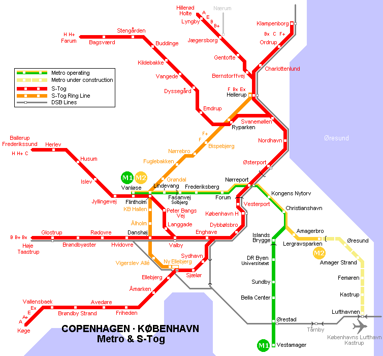 copenhagen metro map 1 Copenhagen Metro Map