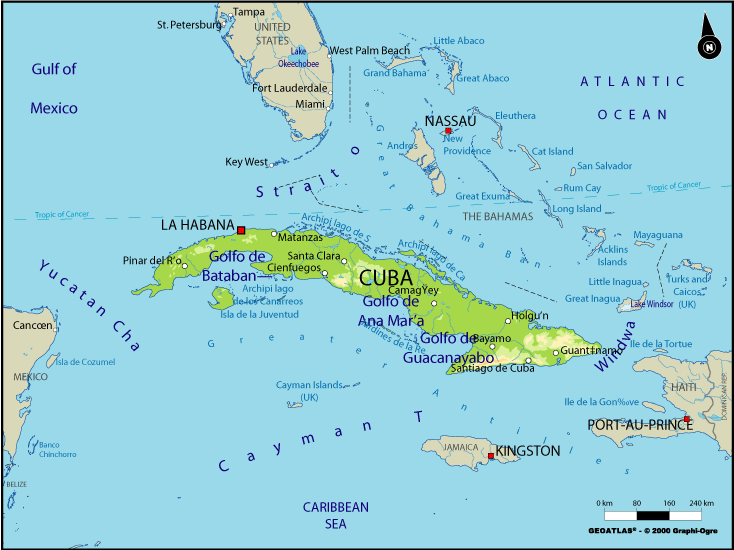 cuba physical map Cuba Map
