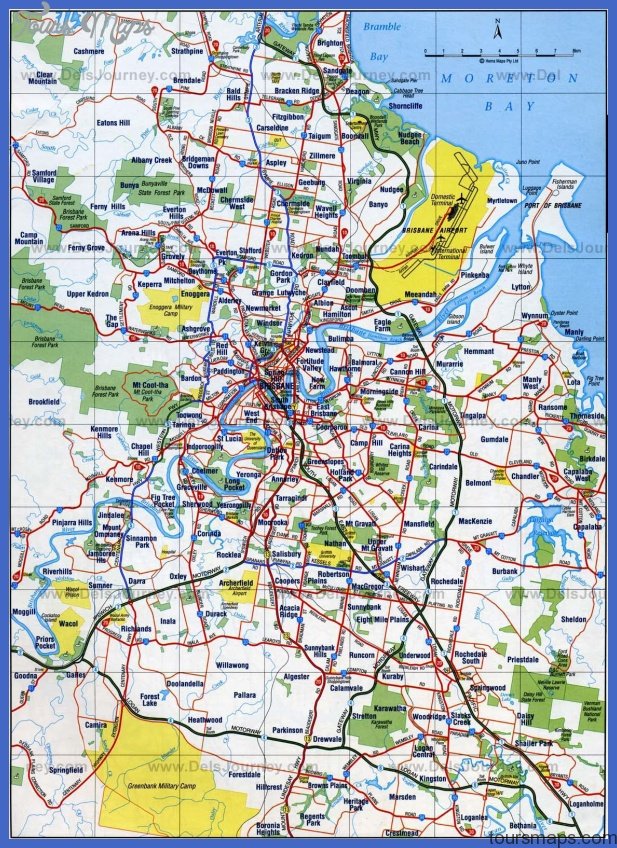 extended brisbane city map Brisbane Map Tourist Attractions