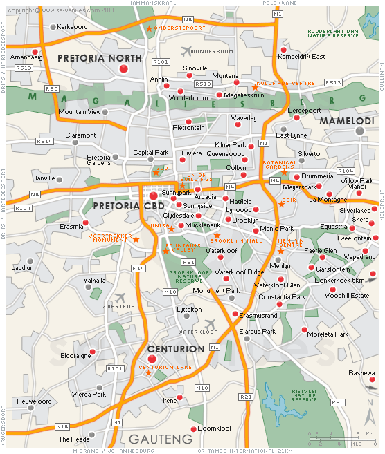 gau pry metro ac Pretoria Metro Map