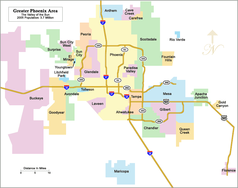 greater phoenix area Phoenix Mesa Metro Map