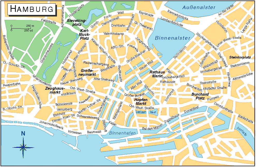 Hamburg Map Tourist Attractions - ToursMaps.com