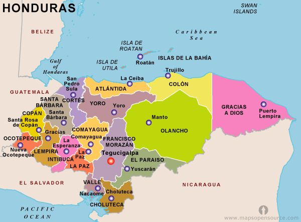 honduras political map Honduras Map