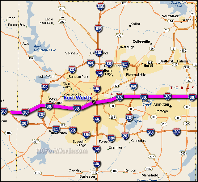 interstate 30 fort worth map Fort Worth Metro Map