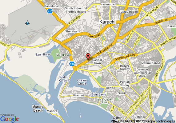 karachi sheraton hotel and towers map Karachi Map