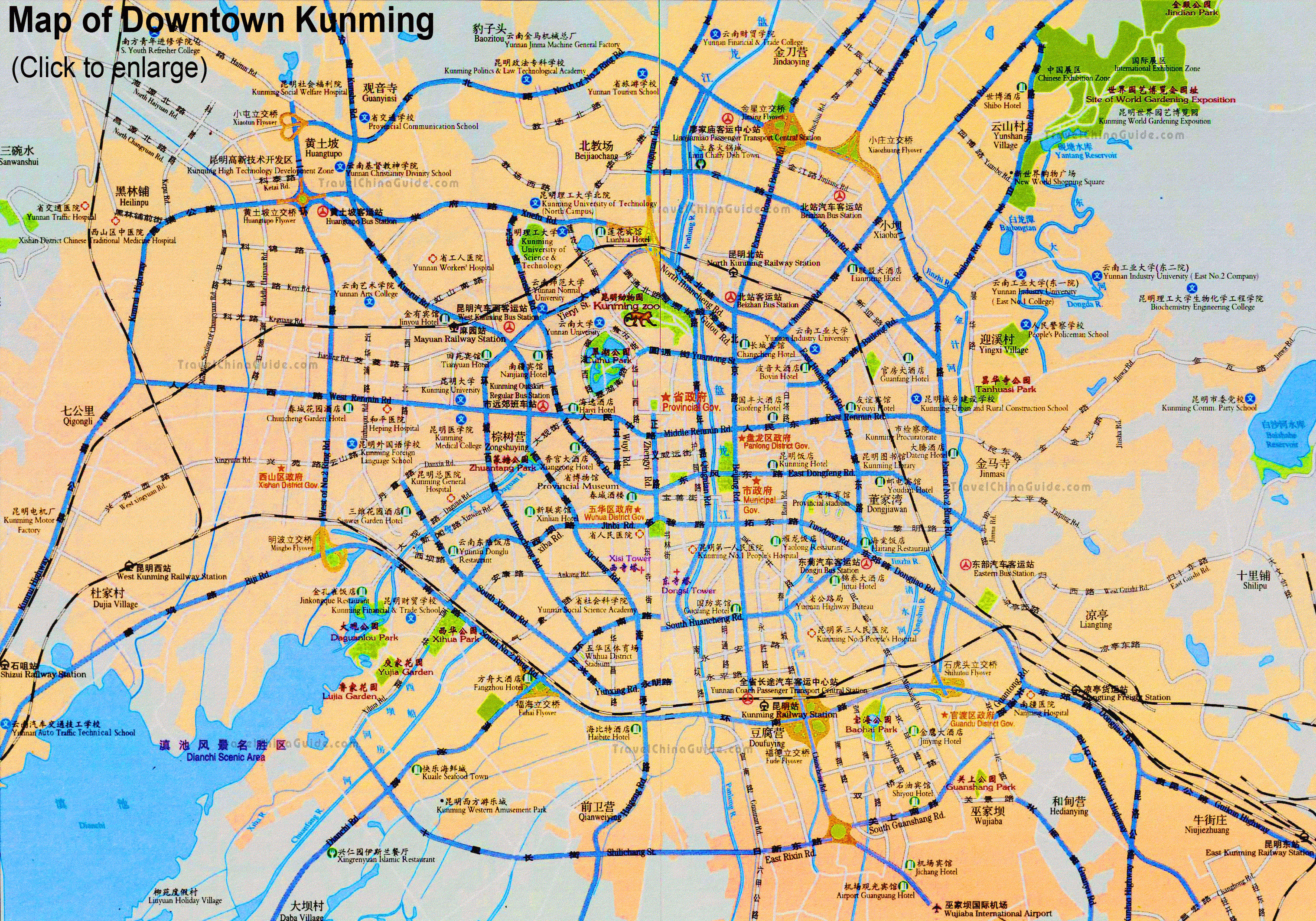 kunming map 1 Tianjin Map Tourist Attractions