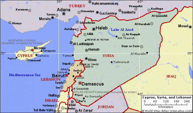 lebanon and syria map e1328909424426 Syria Metro Map