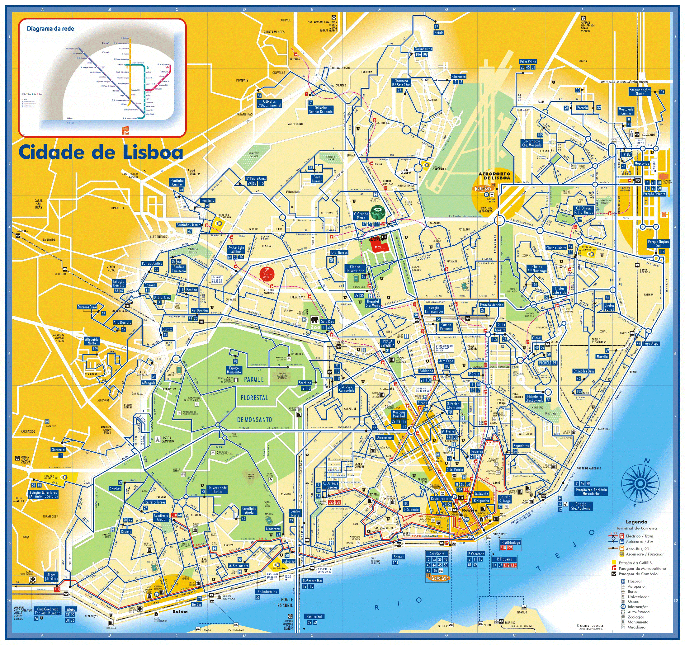 lisbon bus tram and metro map Lisbon Map