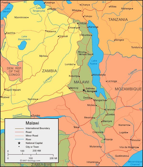 malawi map Malawi Map