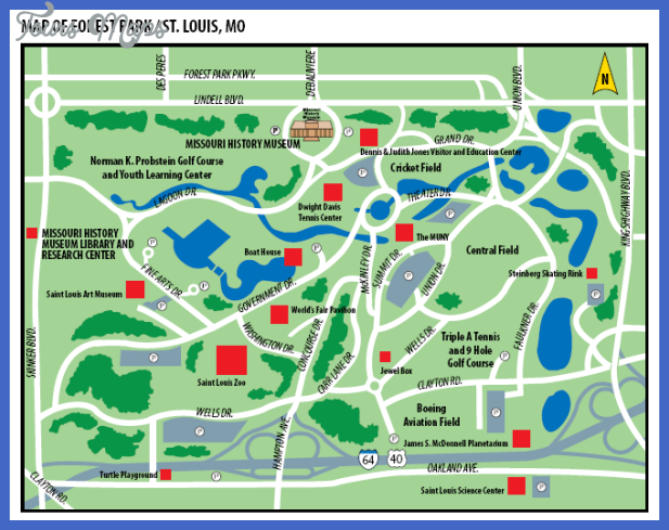 map of forest park 1 St. Louis Map Tourist Attractions