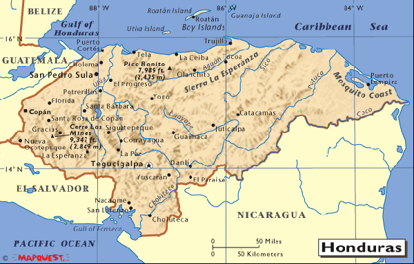 map of honduras Honduras Map Tourist Attractions
