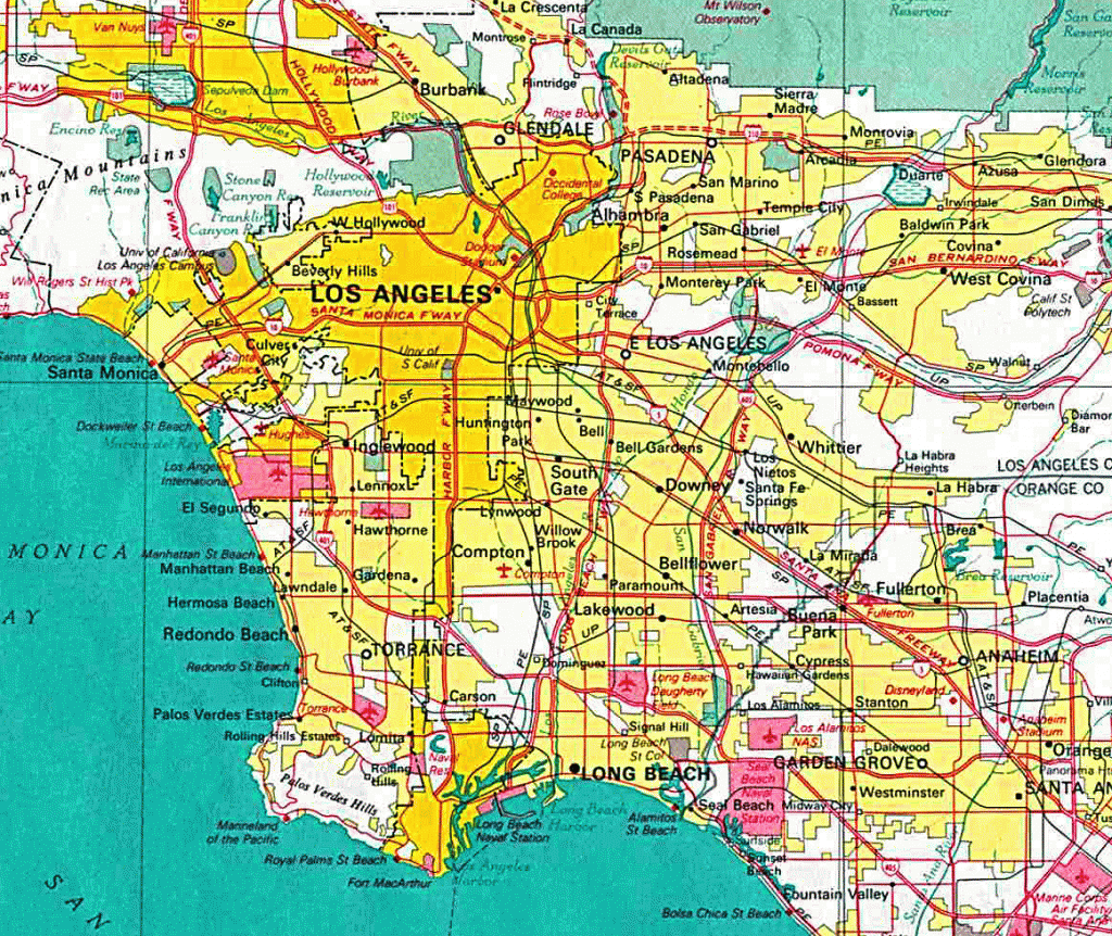 Free Printable Map Of Los Angeles - Printable Online