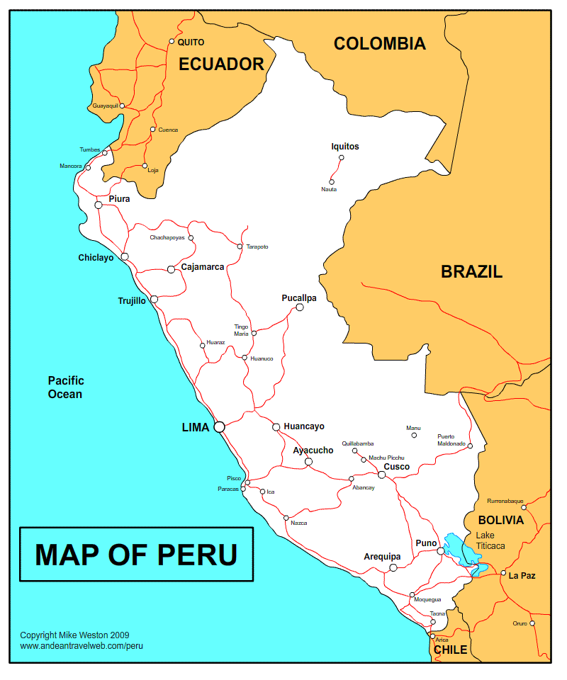 map of peru Peru Map Tourist Attractions