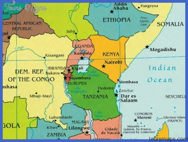 Map of eastern Africa showing Rwanda, Congo and Kenya
