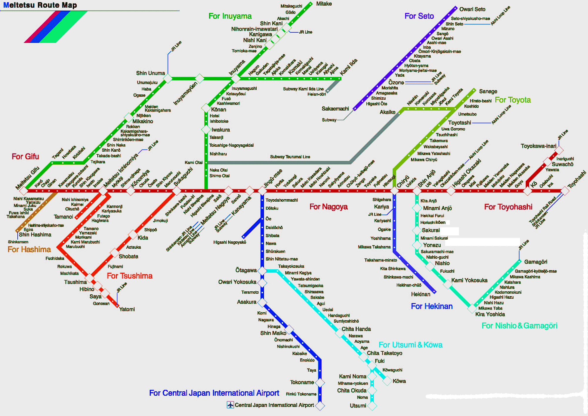 meltetsu route map Nagoya Subway Map