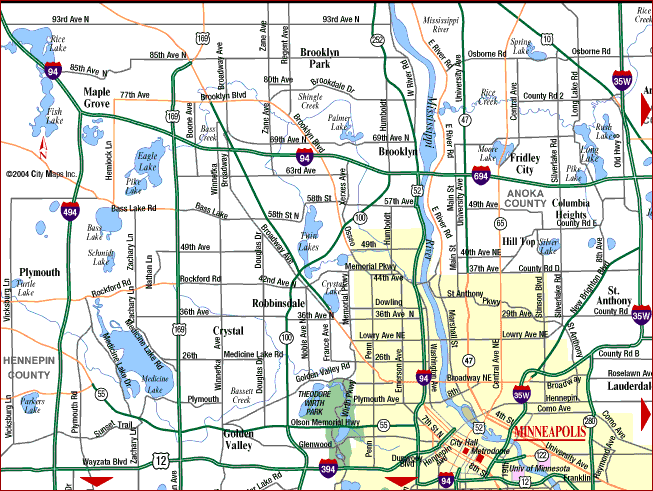 minneapolis metro north Minneapolis Metro Map