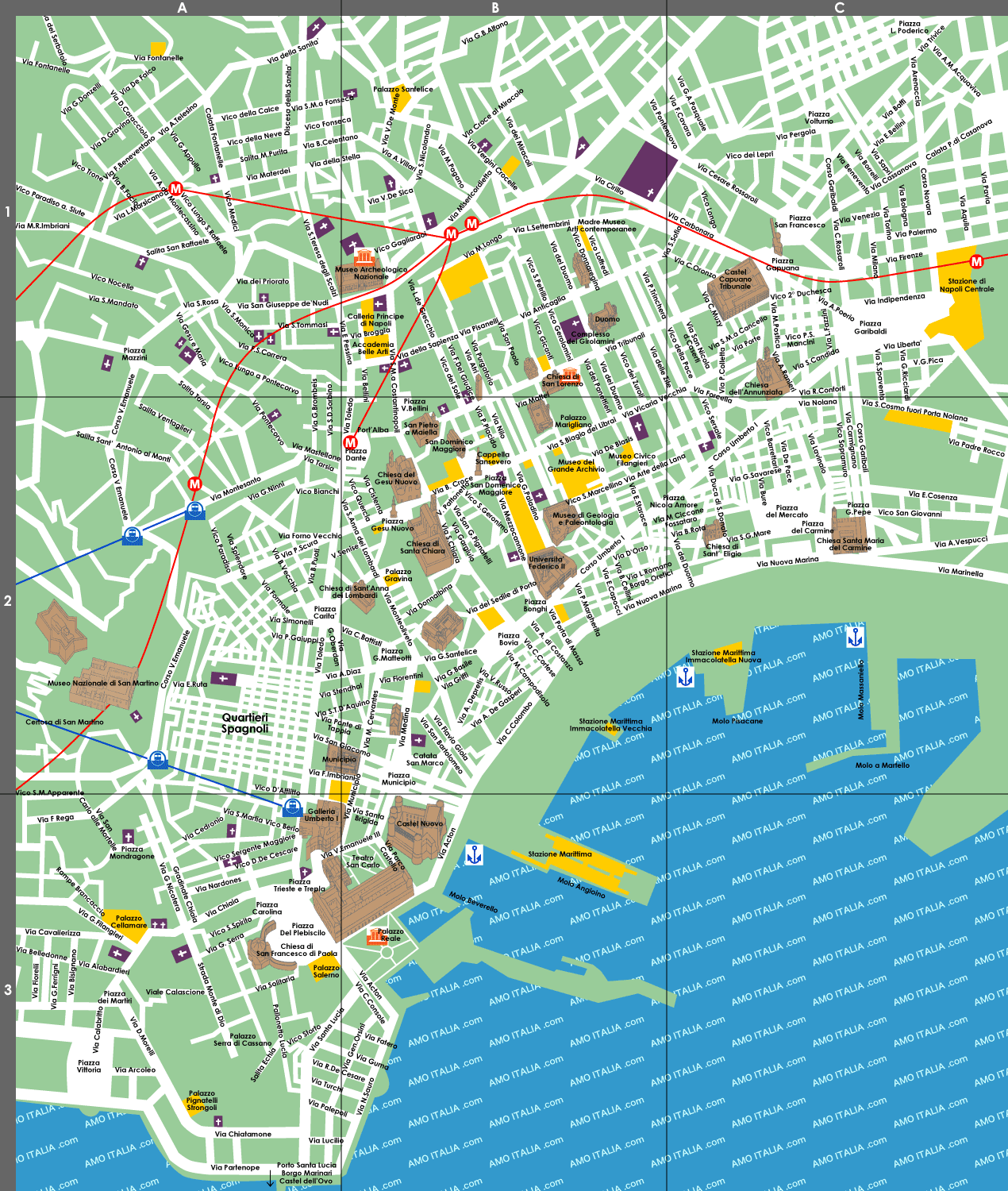 napoli map Naples Map Tourist Attractions