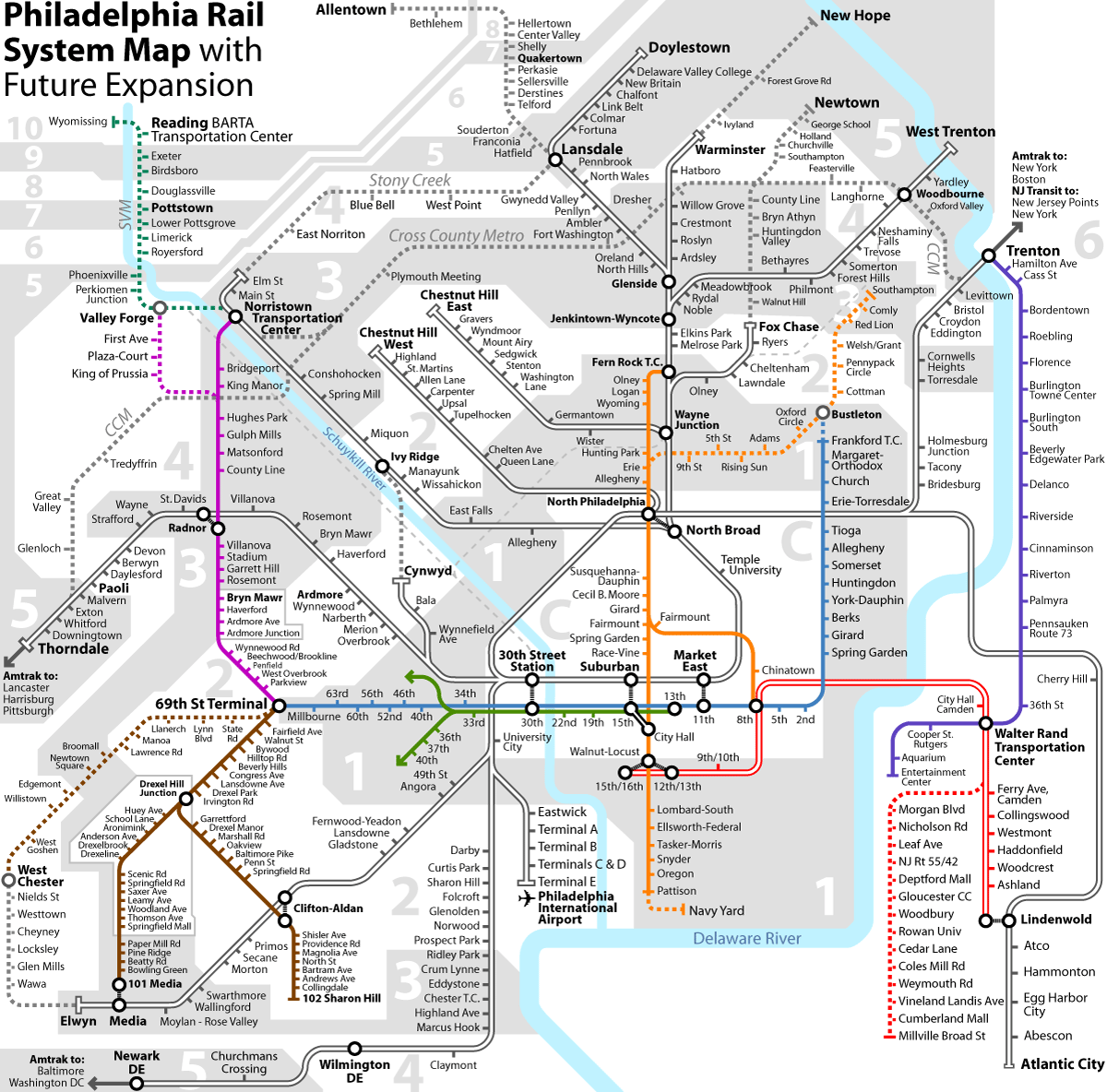 philadelphia rail system map 2 Philadelphia Subway Map