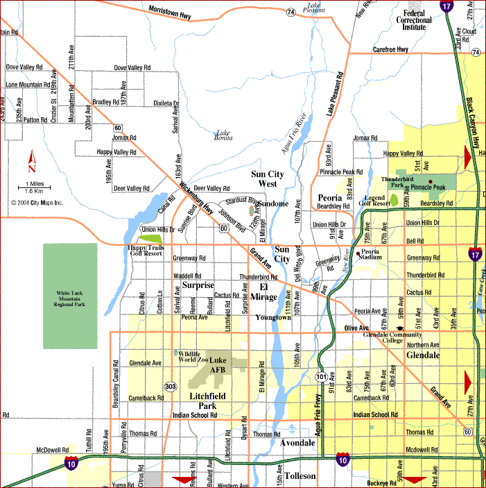 phoenix metro northwest Phoenix Map Tourist Attractions