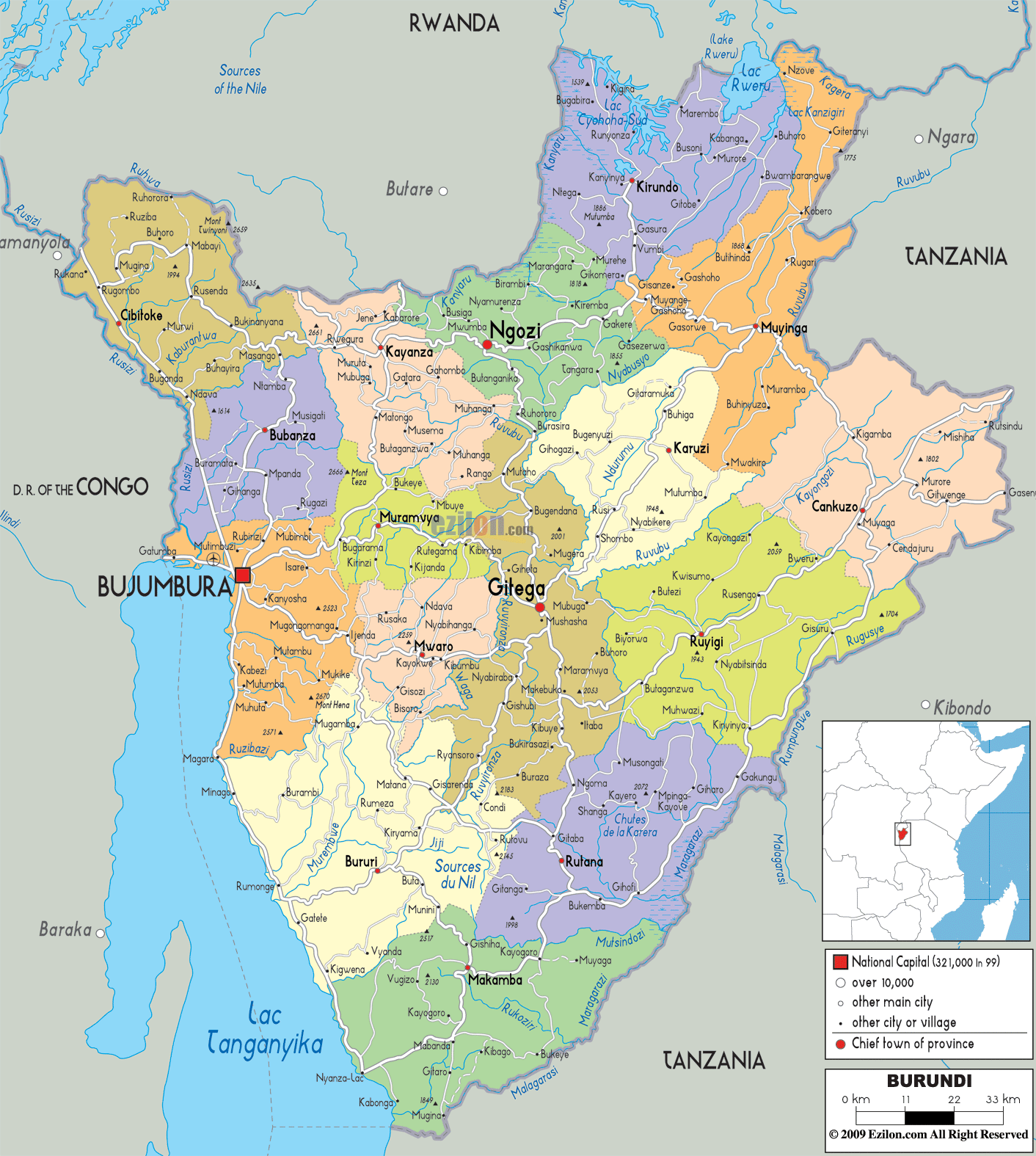political map of burundi Burundi Map