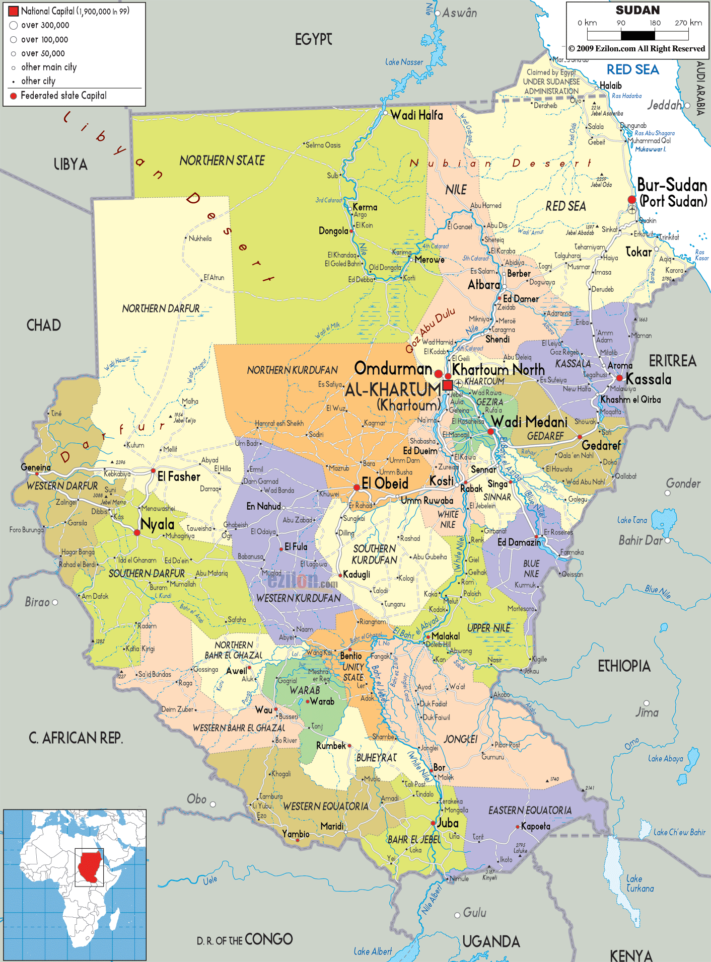 political map of sudan South Sudan Map
