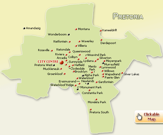pretoria areas map Pretoria Map