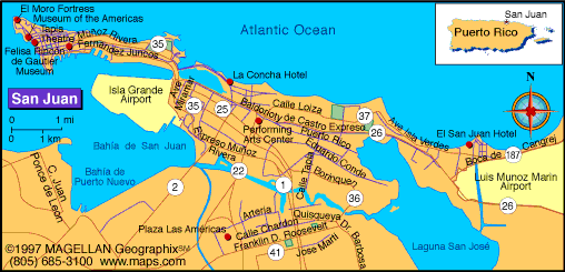 puertorico sanjuan San Juan Map Tourist Attractions
