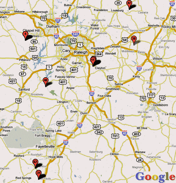 raleigh durham fayetteville area hdtv map 1 Raleigh Subway Map